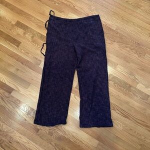 Cynthia Ashby Drawstring Cotton Black/Brown Pants. Size Medium